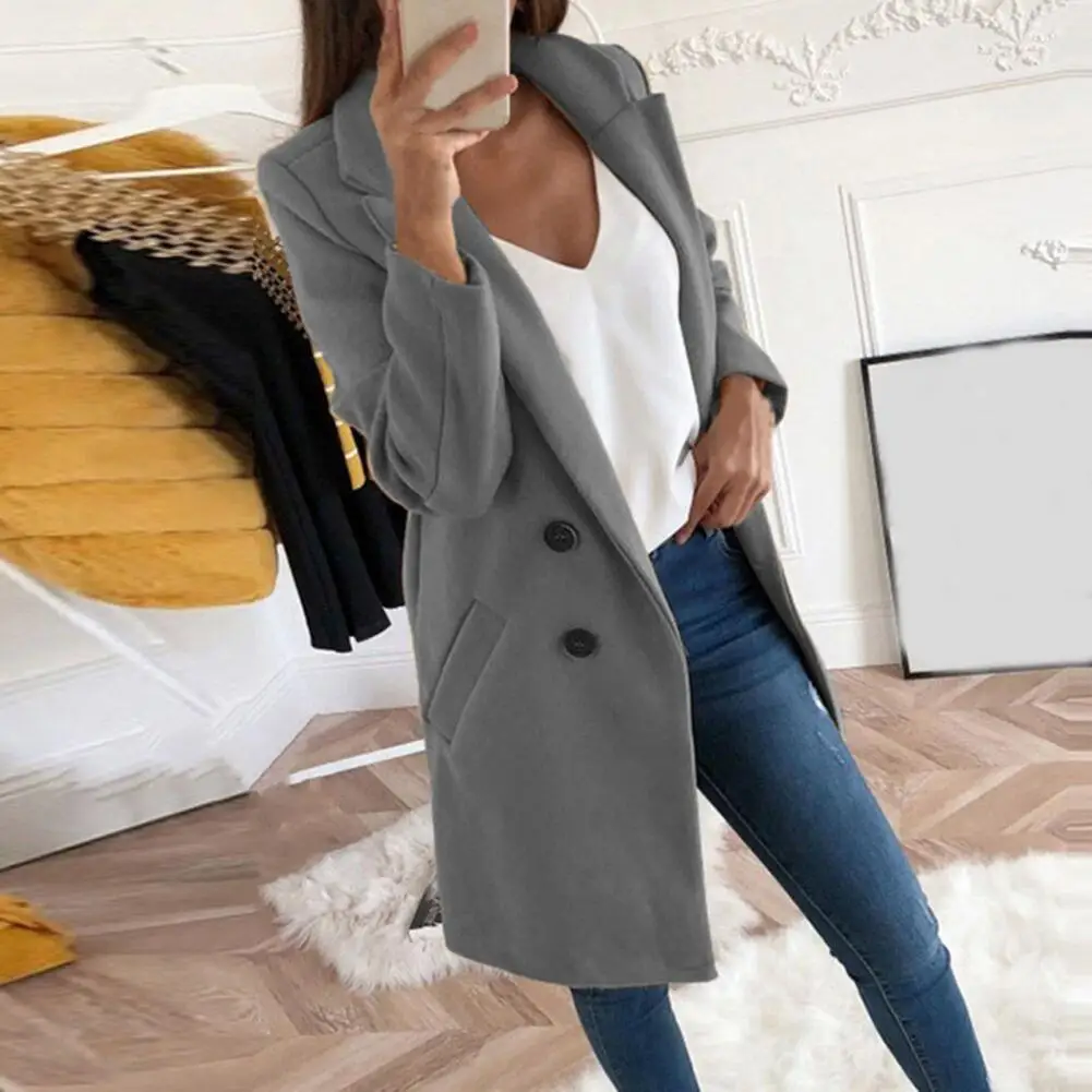 hooded puffer jacket Dropshipping 2021 Hot Casual Long Sleeve Single-Breasted Women Coat Autumn Winter Lapel Solid Color Woolen Coat Ladies Clothing womens long black puffer coat
