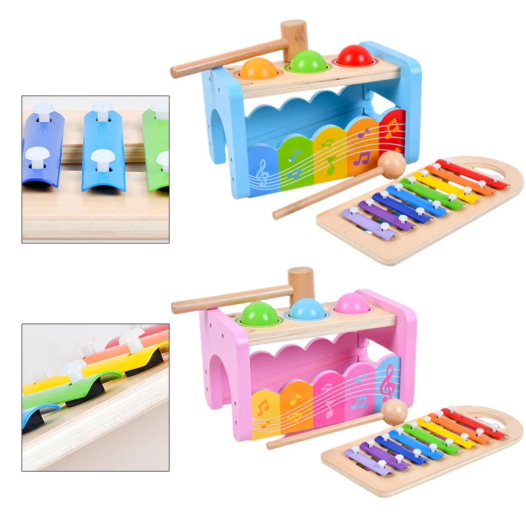Kids Wood Hammering Pound Toys Baby Xylophone Hammering Ball Box Toddler Puzzle Sensory Toy for Boy Girl Gifts