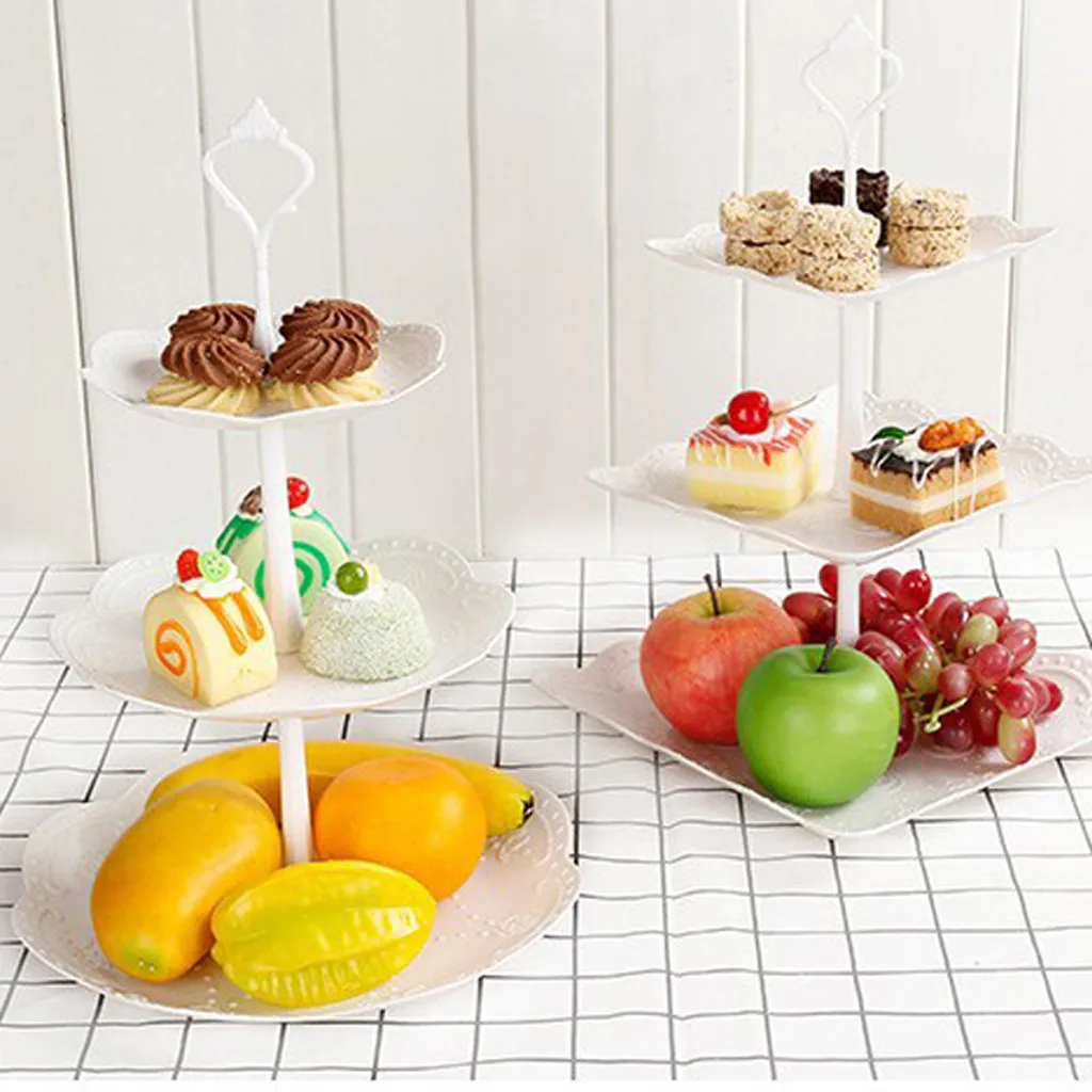 New 3-Tier Cupcake Stand Cake Dessert Wedding Party Plate Display Round Q0F5 