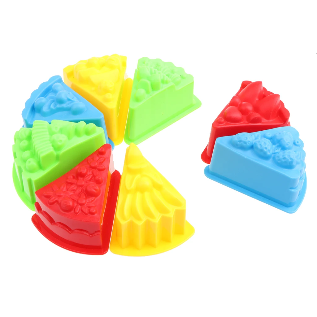 Colorful Cake Mold Sand Toy Children Plastic Summer Toy Pretend Play Game Props Pack of 8