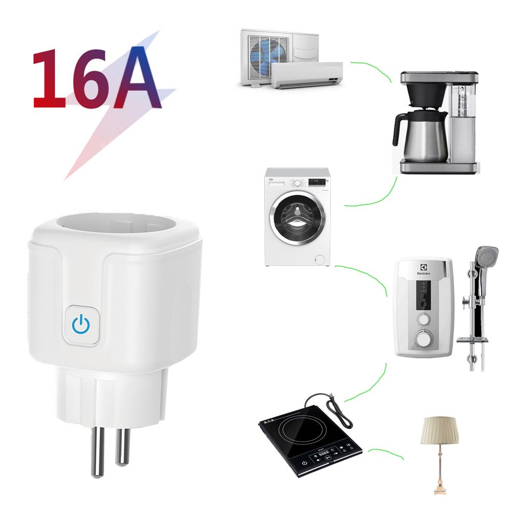 Tomada inteligente ue 16a, 220v wifi soquete