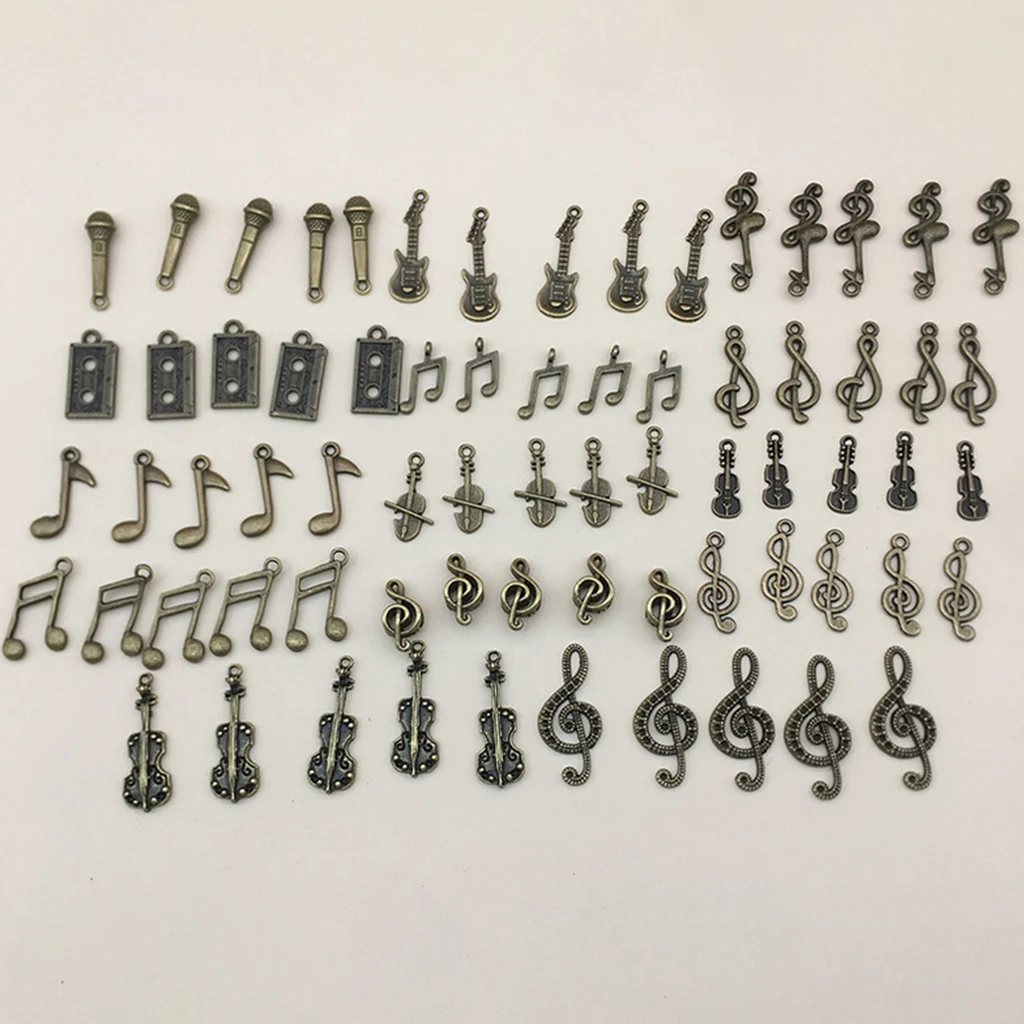 70Pcs Bronze Music Notes Charms DIY Pendants For Necklace Jewellery Making