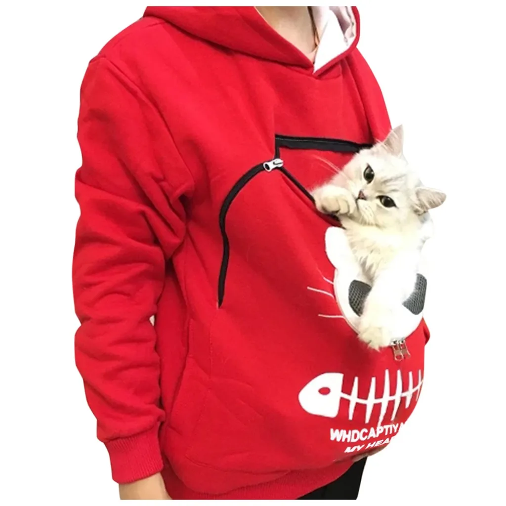 cute sweatshirts for girls Women Sweatshirt For Pet Cat Dog Carrier Hooded Hoodies Women Oversized Loose Pullover Hoody Sweatshirts Moletom Dropshipping naruto hoodie