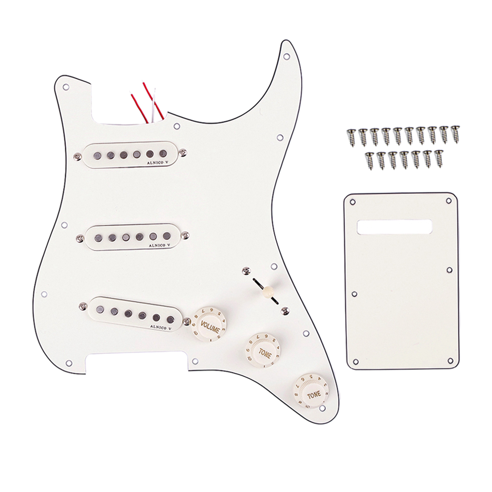 Single Coil Electric Guitar Pickguard Pickups Alnico V Loaded Prewired 11 Hole Set SSS White