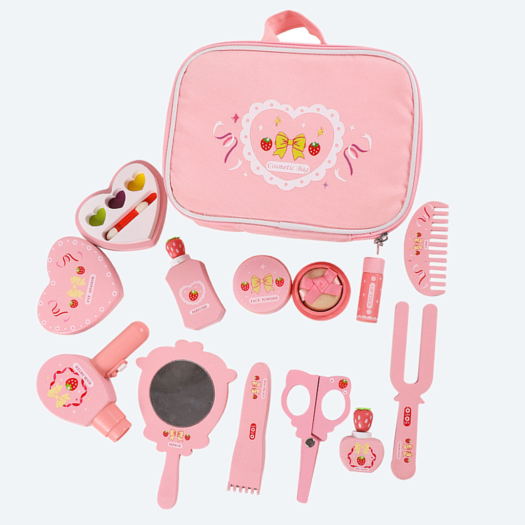 Wooden Beauty Salon Toys for Girls Makeup Playset 12Pcs Hairdresser Comb Set