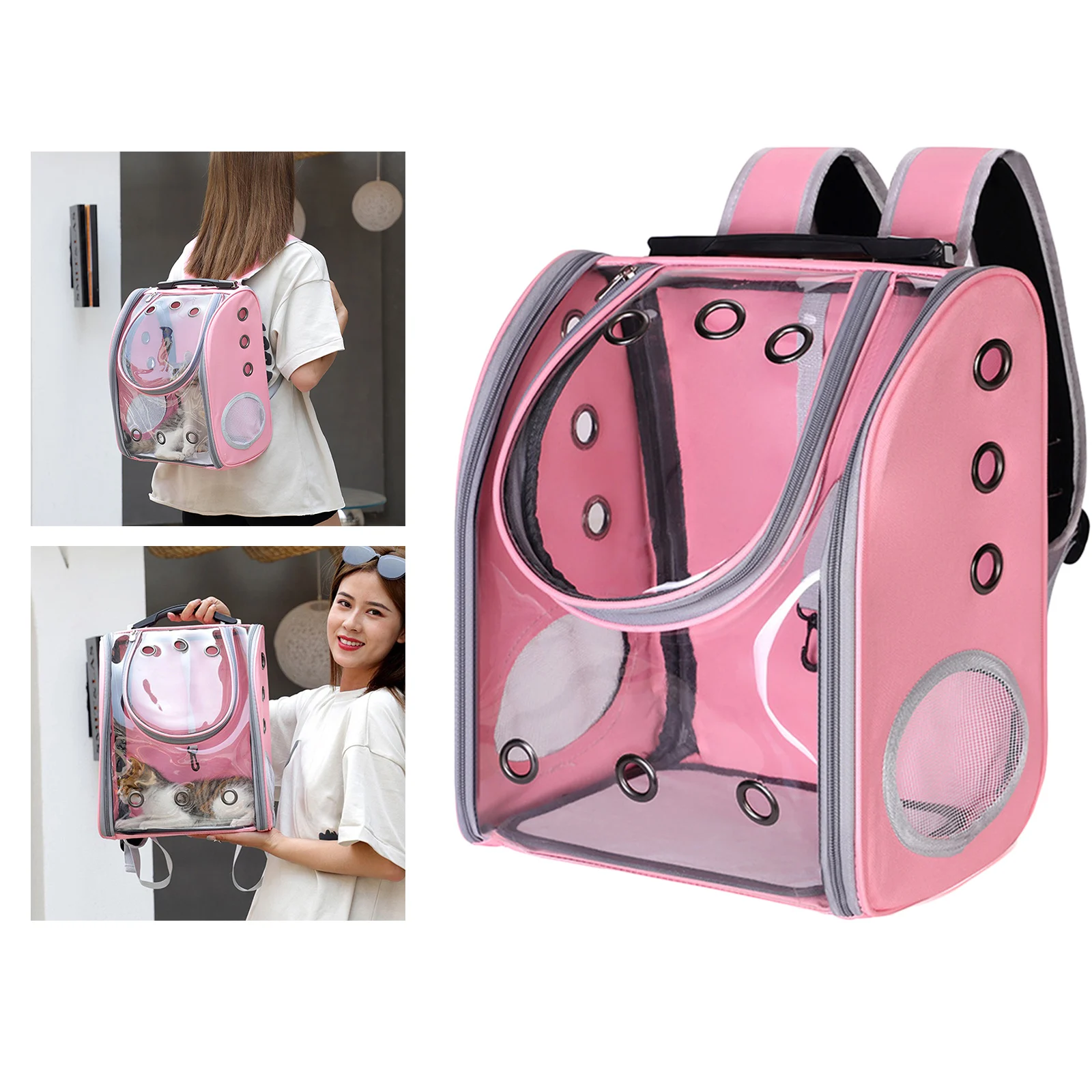 Durable Pet Carriers Backpack,Transparent Pet Breathable Travel Small Dog Cat Carrier with Breathable Mesh Panels