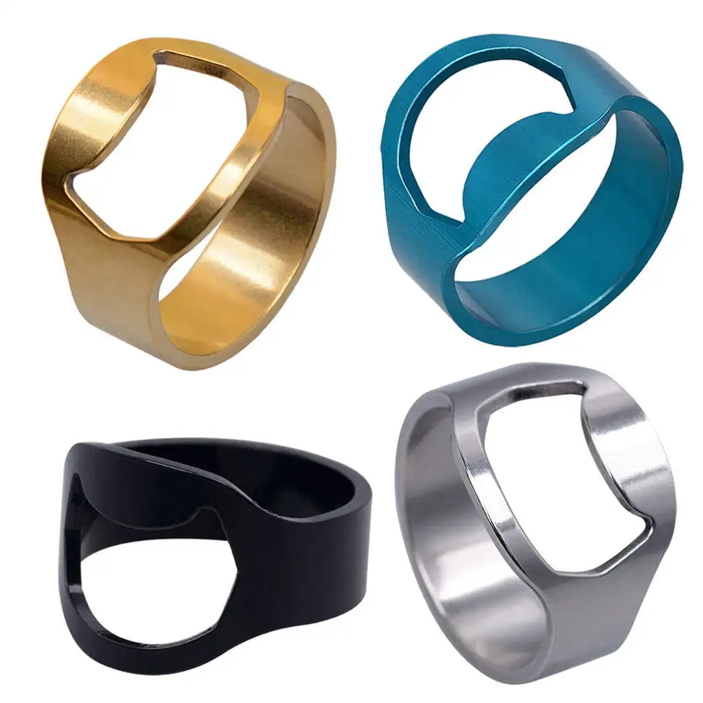 4Pcs Bottle Opener Ring 4 Color Stainless Steel Beer Bar Tool Biker Creative Finger for Holiday Home Party Supplies Family Men