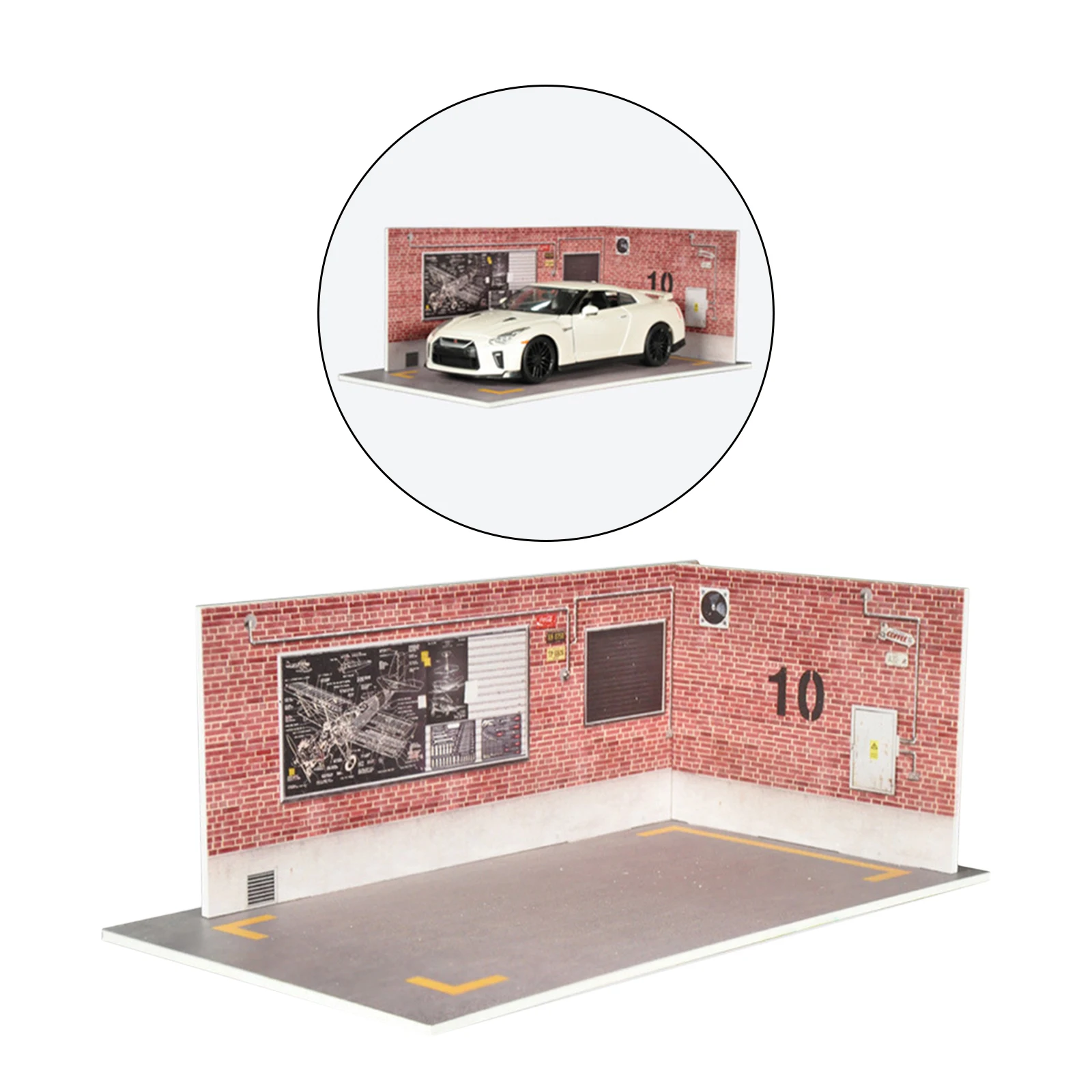Details about   Exquisite 1/24 Parking Lot Scene DIY Modified Garage Table Decor Ornament 