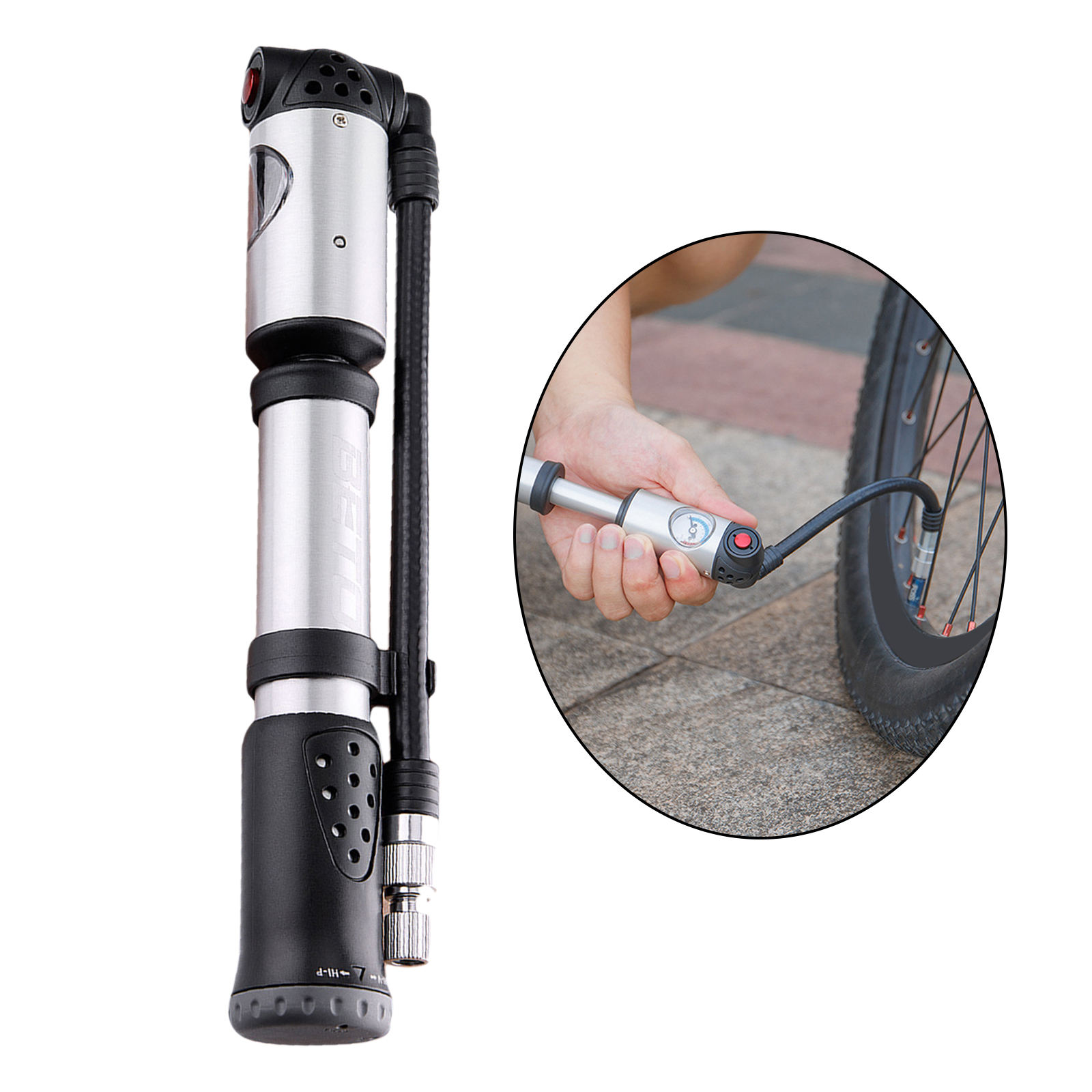 Mini Bike Pump - Presta & Schrader Bicycle Pump - 300 PSI Tire Pump for Road & MTB - No Valve Changing Needed