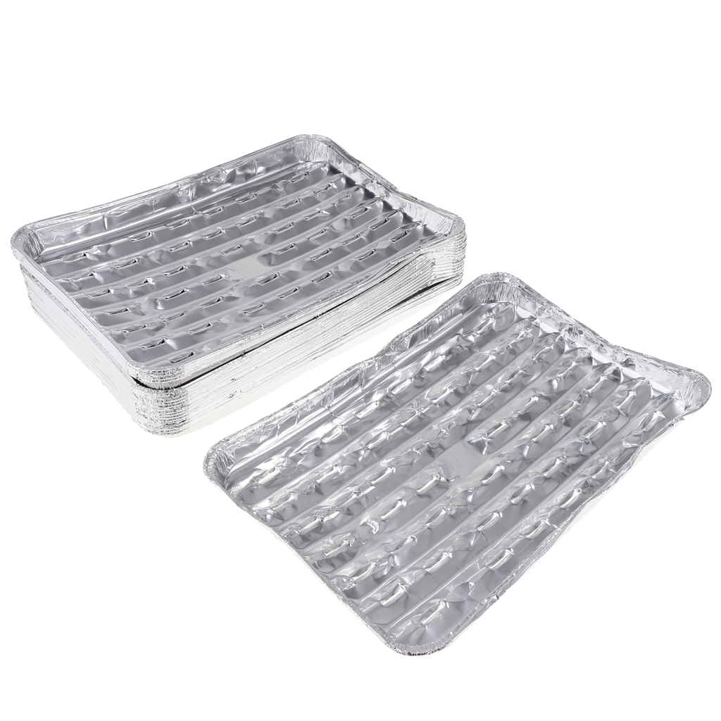20pcs Rectangular Disposable Aluminum Foil Pan Grilling Trays Outdoor Picnic