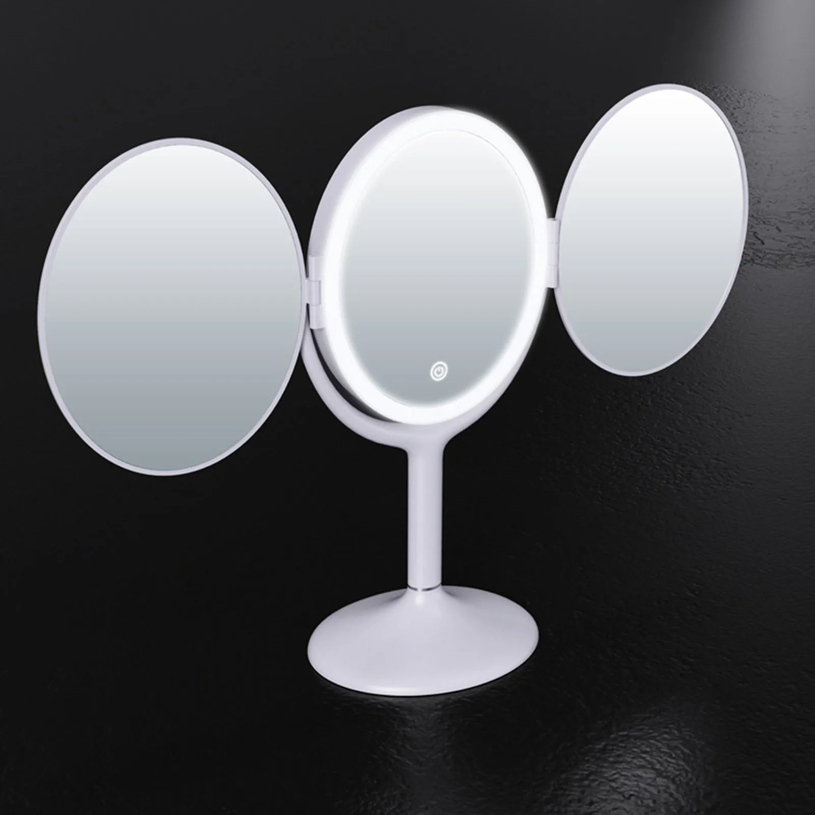 Makeup Mirror Vanity Mirror with 3 Color Lighting Modes Trifold Mirror with Touch Screen, 1X 2X Magnification Lighted Up Mirror