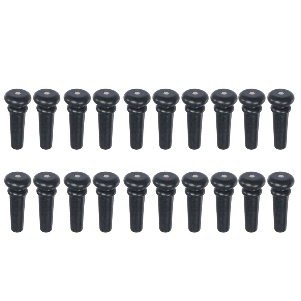 20pcs Acoustic Folk Guitar Plastic Endpins with Dot Inlay Black