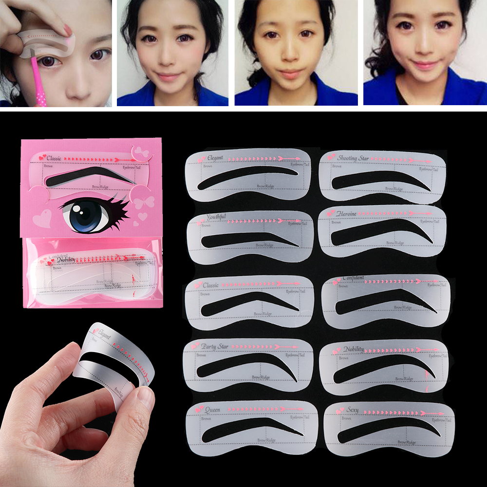 Best of 10PCS Women Fashion Eyebrow Stencil Reusable Grooming Shaper Template Eye Makeup Tools Stickers Eyebrow Tattoo Cosmetic Reviews & Tips