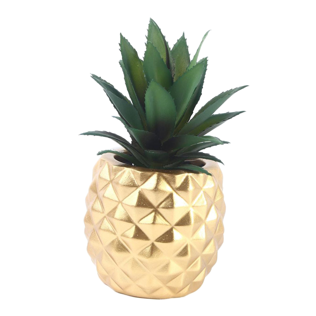 Resin Fake Greenery Decoration, Potted Pineapple Plant for Office Table Top Home