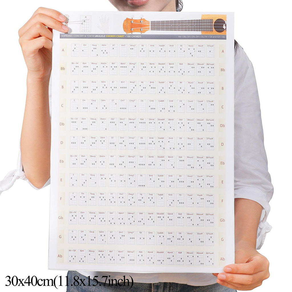 Ukulele Chord Sticker Diagram Poster Paper Diagram with All The
