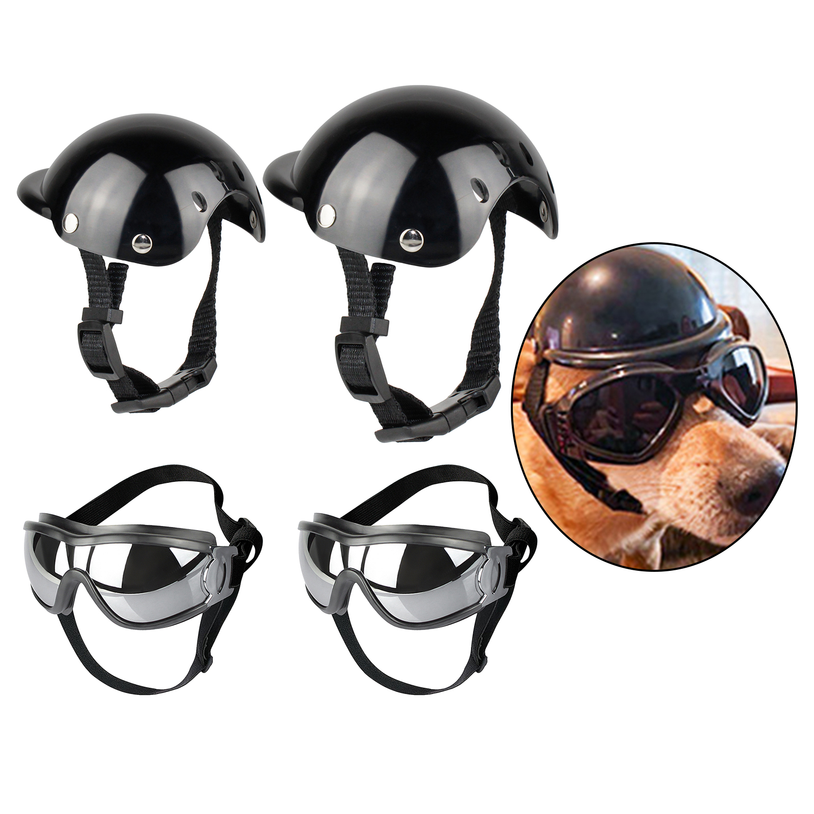 Funny Pet Hat Dog Helmet with Sunglasses Motorcycle ABS Caps For Small Dogs French Bulldog Accessories Birthday Party Costumes