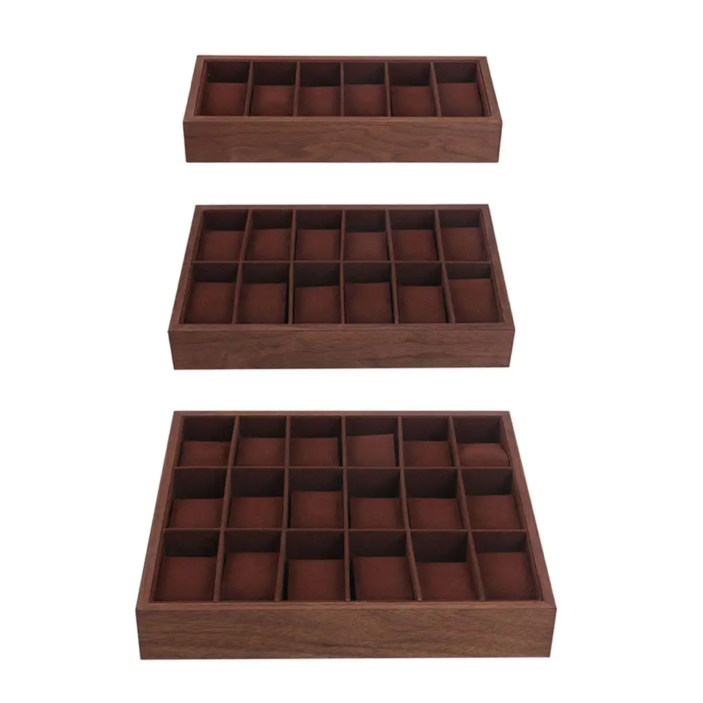 Wooden Watch Box Wood Watches Display Tray, Jewelry Tray Storage Organizer with Removable Soft Cushion