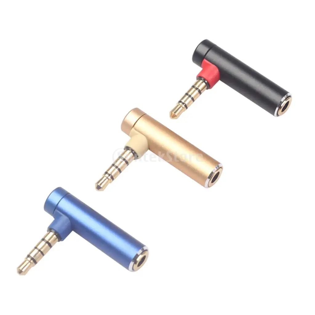 3.5mm Male to 3.5mm Female 90 Degree Right Angle Stereo Jack Adapter