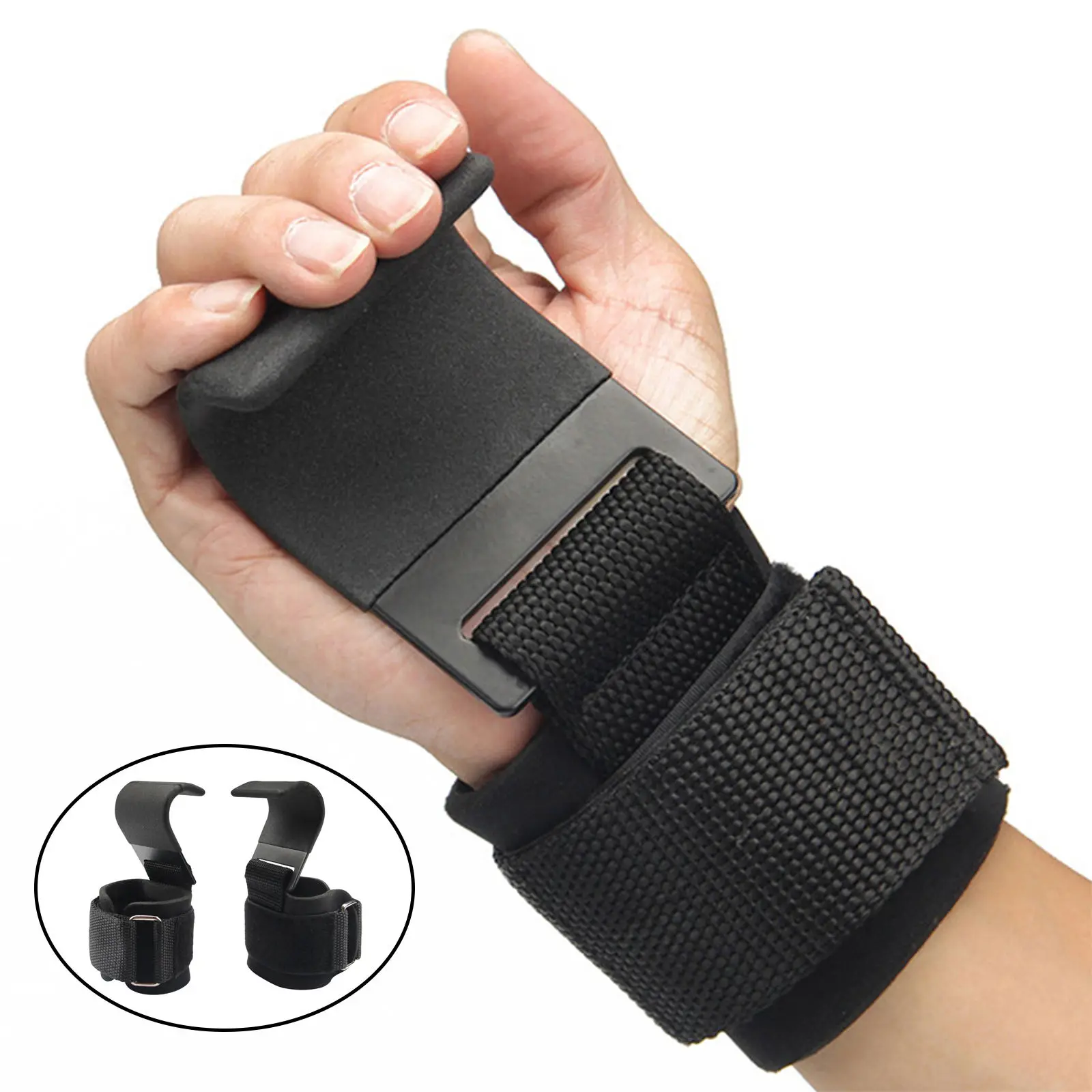 Weight Lifting Hooks Gym Training Wrist Support Grip Straps Power Wrap Glove Padded Wrist Grips Bodybuilding Strength Training