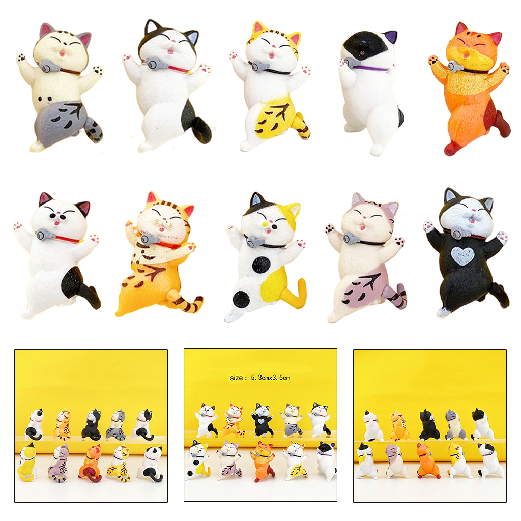 10x Plastic Car Dashboard Cat Doll Toy Ornament for Auto Interior Ornaments