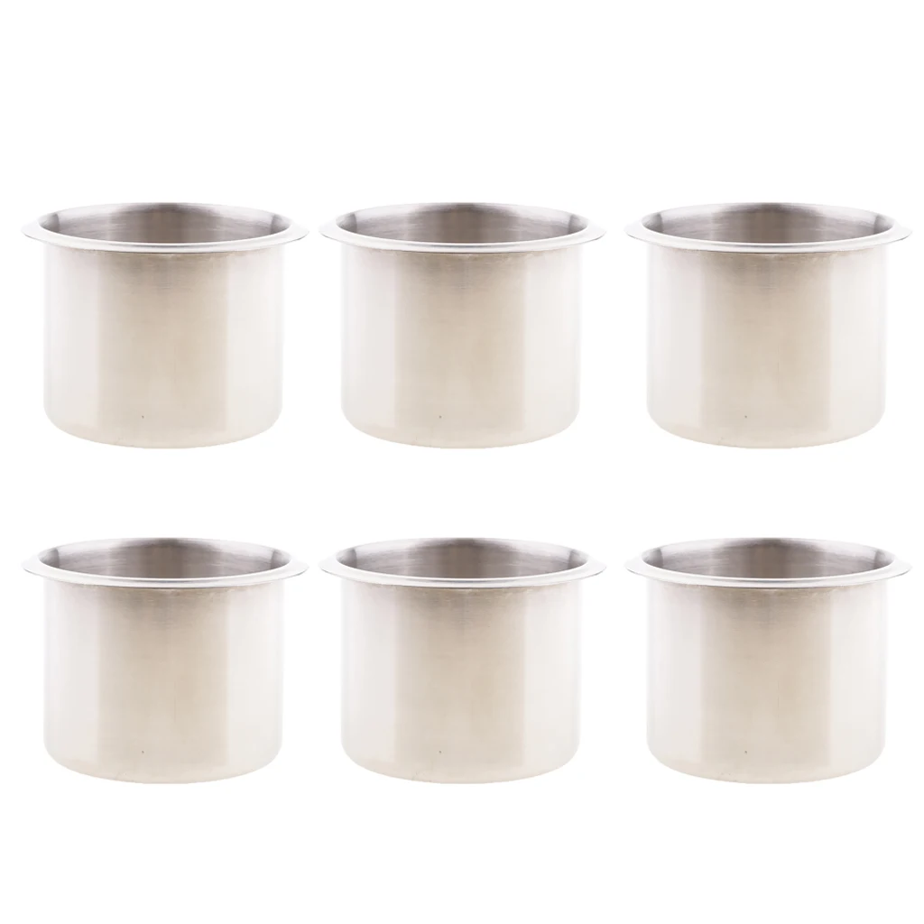 6 Packs Stainless Steel Cup Drink Holder for Marine Boat Rv Camper Table