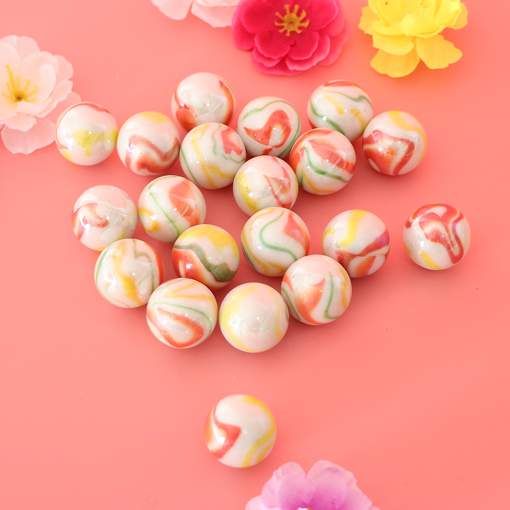 20pcs Floral Stripes Glass Marble Ball Run Swirl Marble Tank Vase Decor 25mm