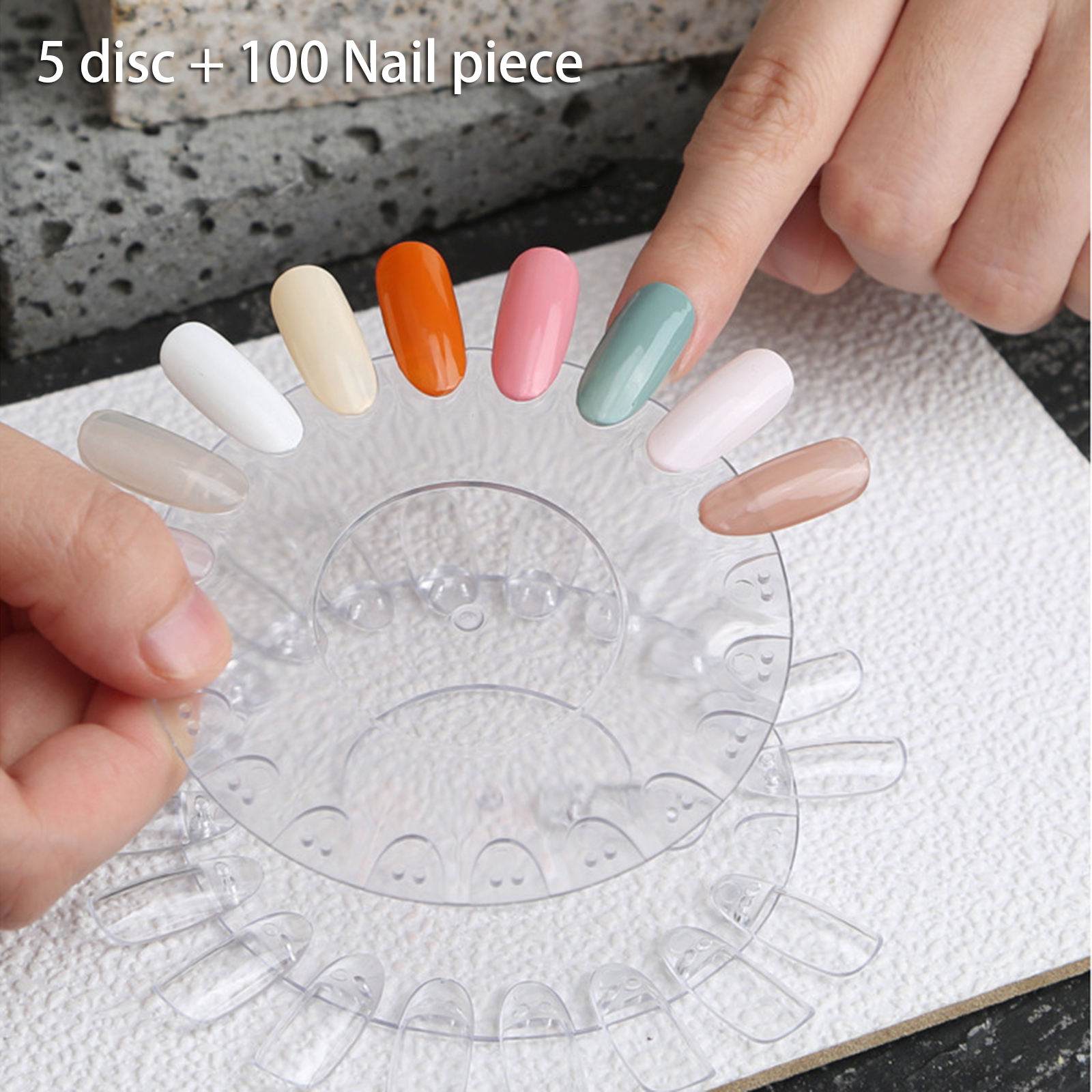 False Nail Art Tips False Fake Nail Display Board Nail Art Tool Plastic Nail Salon Display Clear Polish Color Practice Wheel