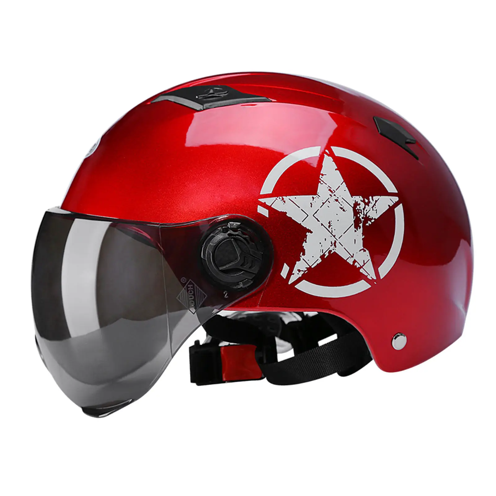 Motorcycle Half Helmets Street Bike Flip up Open Face Retractable Visor Fit for Bicycle Unisex Adult