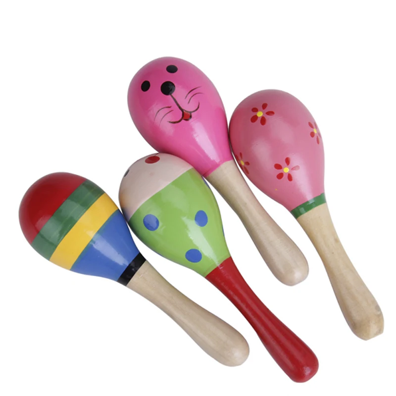 1pc Maracas Musical Instrument Toys Wooden Kids Educational Toys Gifts