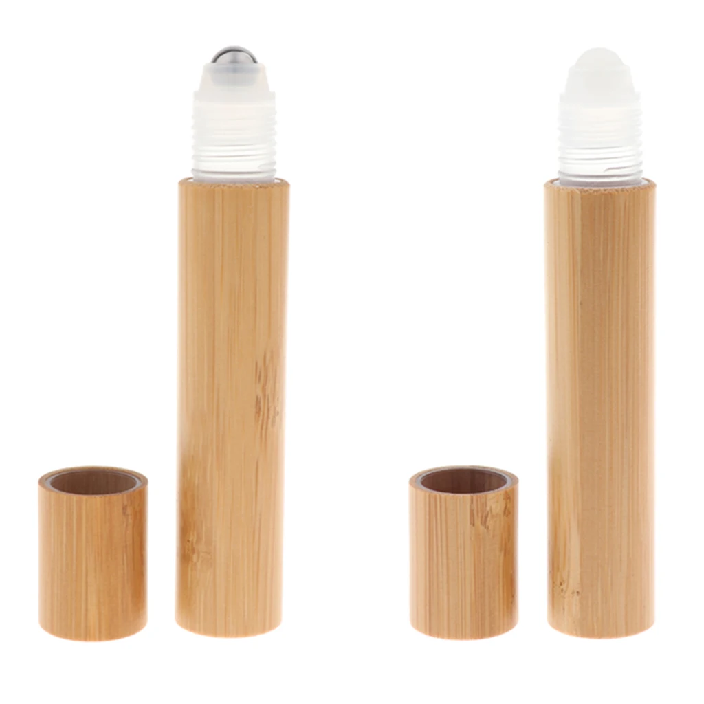 15ml Bamboo Plastic Roll-on Bottles with Plastic/Stainless Steel Roller Balls for Essential Oil Perfume Lip Balms
