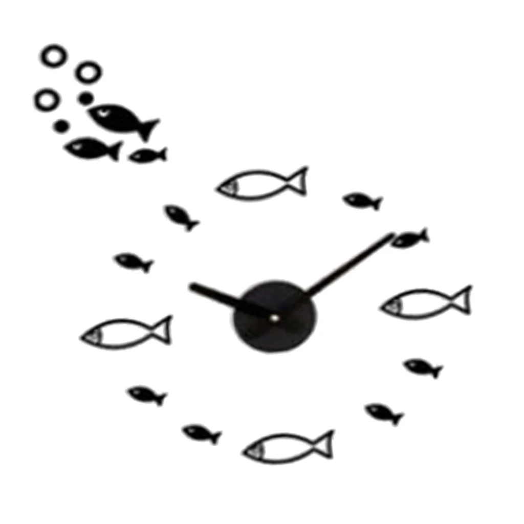 Mediterranean Style Wall Clock Rudder Tower Small Fish DIY Mute Clock