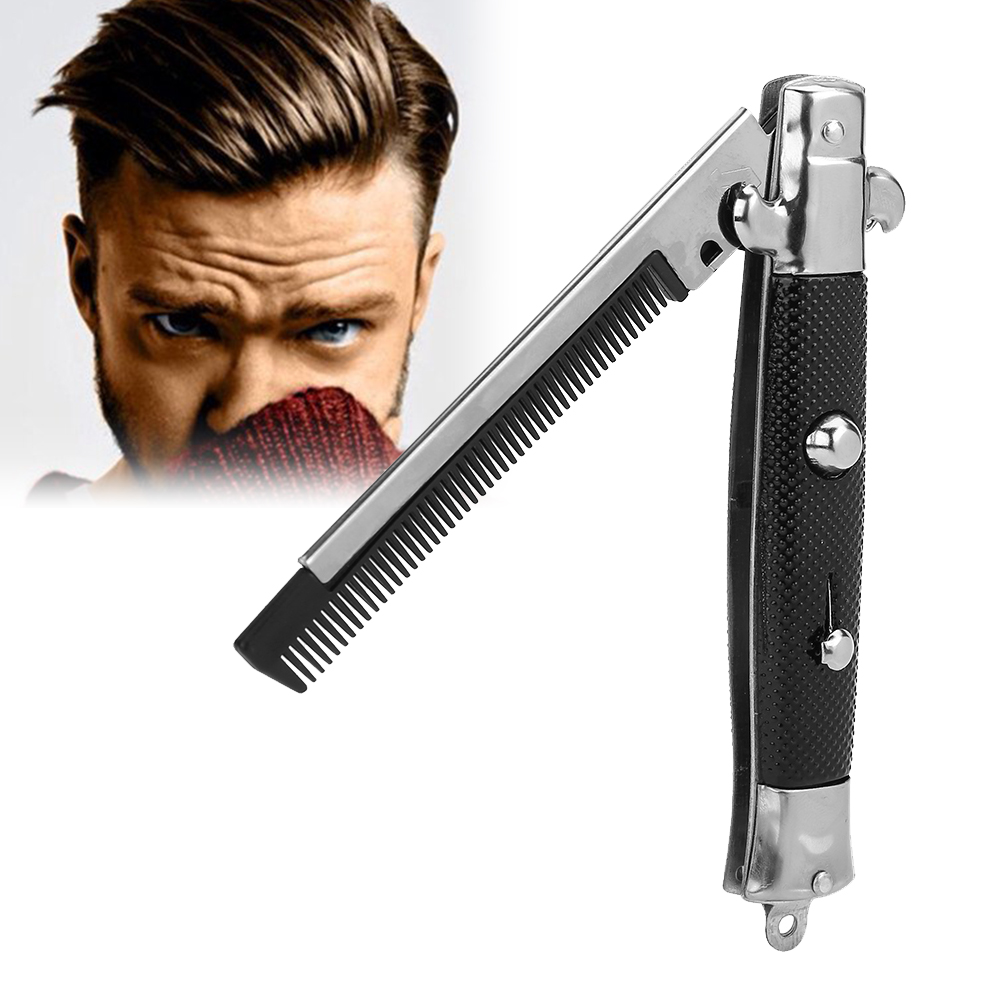 Best of Switchblade Spring Pocket Portable Oil Hair Comb Folding Knife Looking Automatic Push Button Brush Comb Barber For Man Styling Reviews & Tips