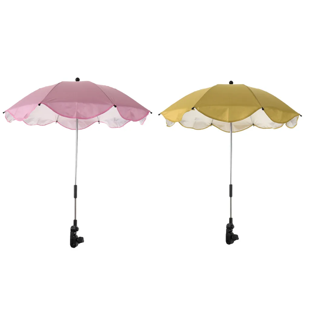 2pcs Portable Beach Umbrella Windproof UV Protection Sun Shelter 360 Rotating for Beach and Sports Events, Pink, Yellow