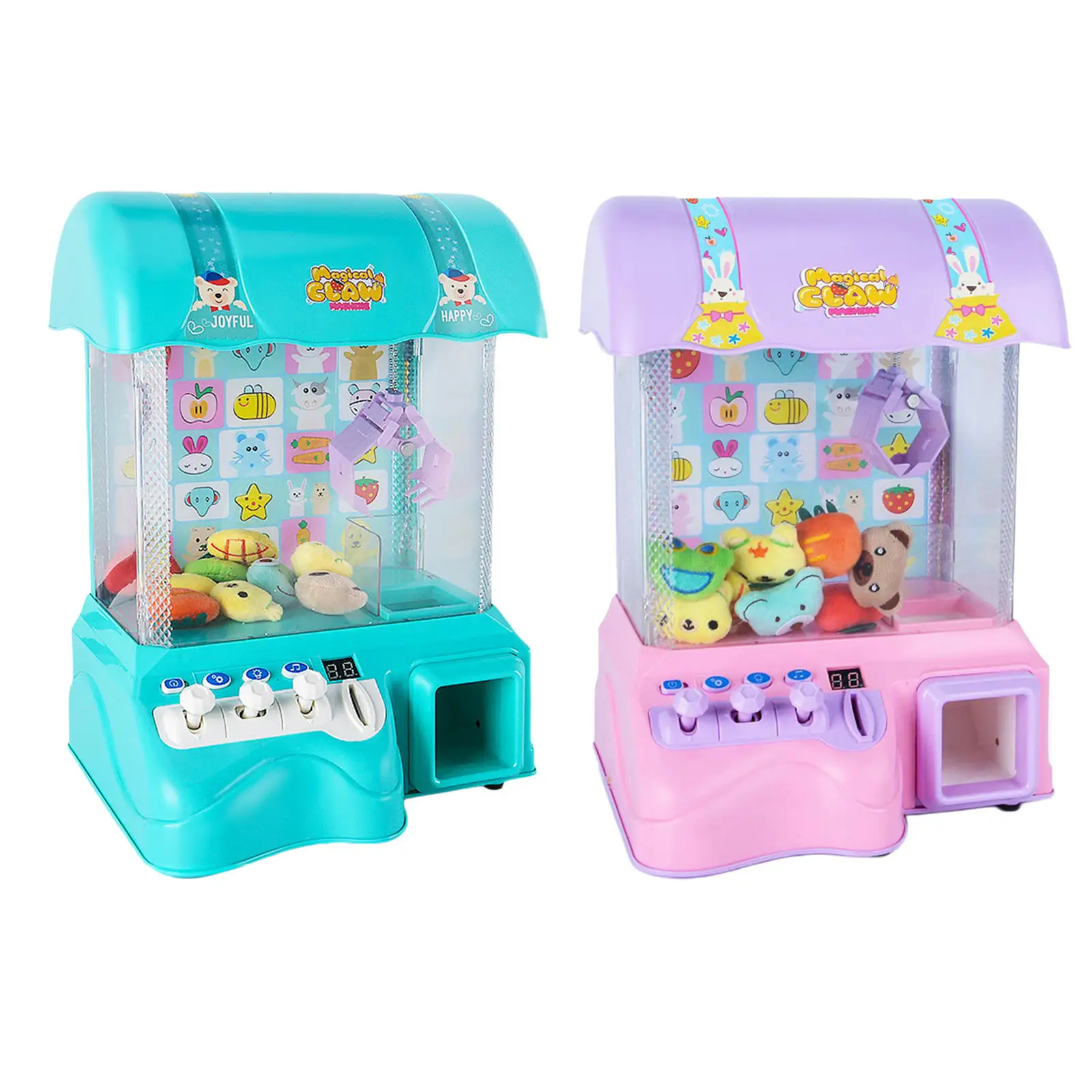 Mini Electric Claw Machine Fun Play Coin Game Doll Machine Vending Grabber Catcher Toy Playset w/ Light & Sound Children Gifts