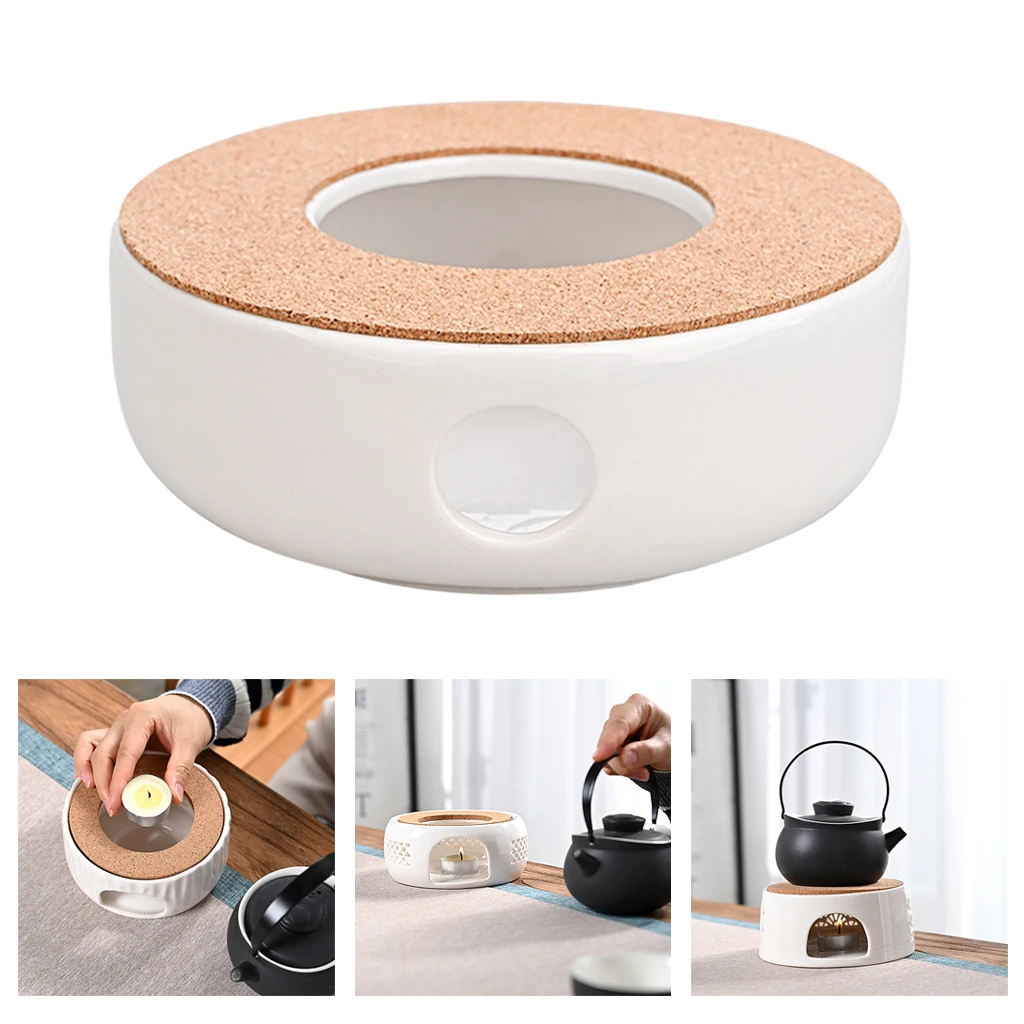 Ceramic Teapot Warmer Tea Light White Decorative Tea Heater Warming Holder