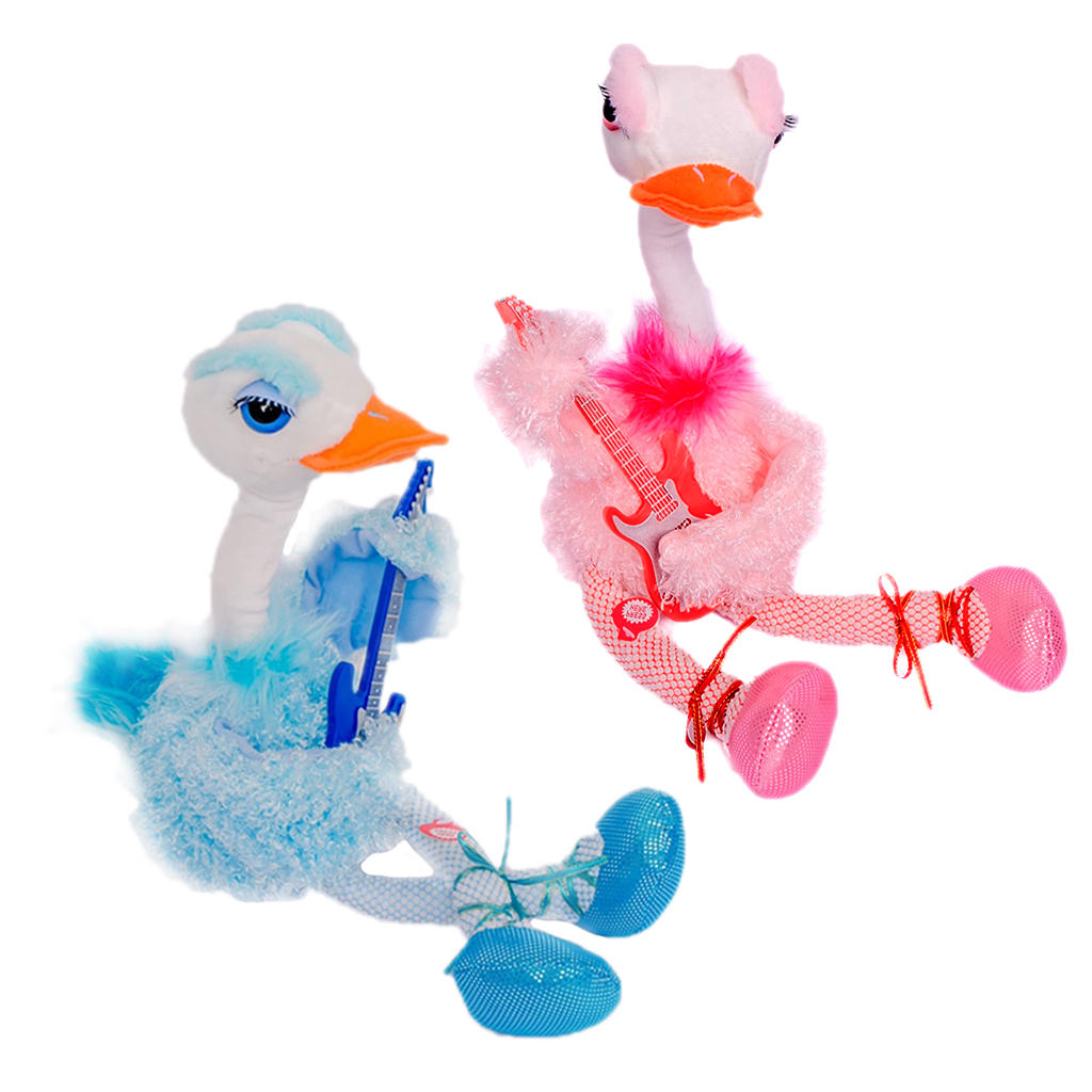 Lovely Electric Soft Plush Flamingo Holding Guitar Toy Dancing Singing Stuffed Doll Kids Gift Home Decor