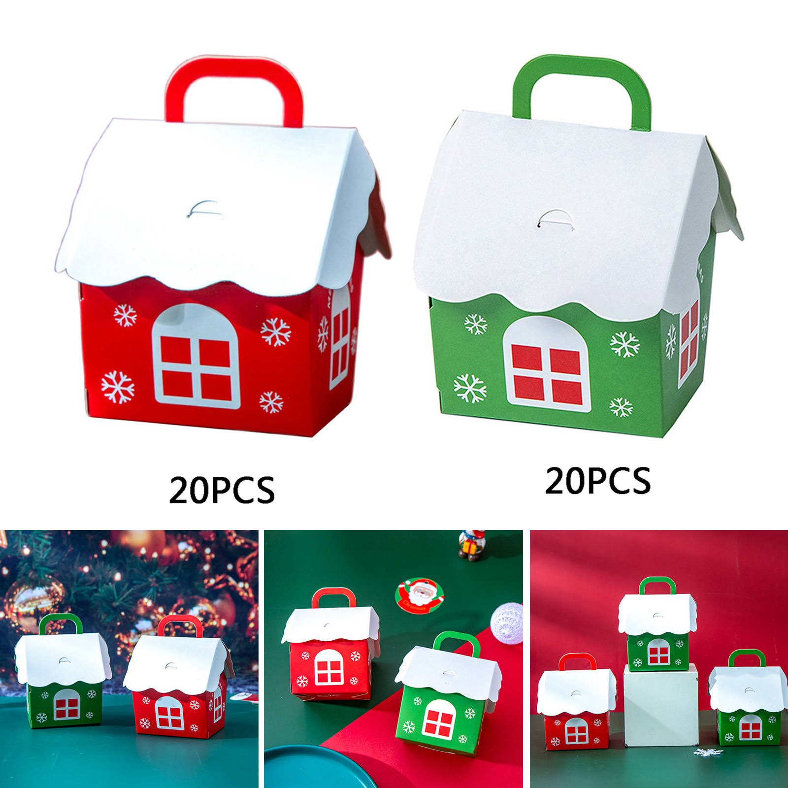 20x Creative Gift Boxes Bag Christmas Container for Candy Cookie Packaging Present