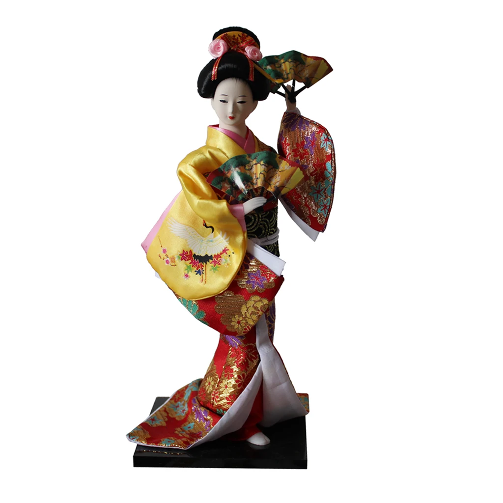 12inch Delicate Japanese Kimono Geisha Doll Figure In Clothes Home Decor
