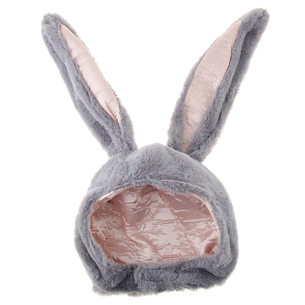 Women Girls Lovely Soft Plush Flu ffy Bunny Animal Hat Cap Long Ears Kid Adult