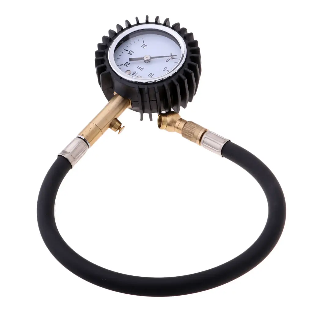 Pressure Gauge Dial Meter Tester With Flexible Hose & Air Release Valve Motorcycle Knee Pad Protector