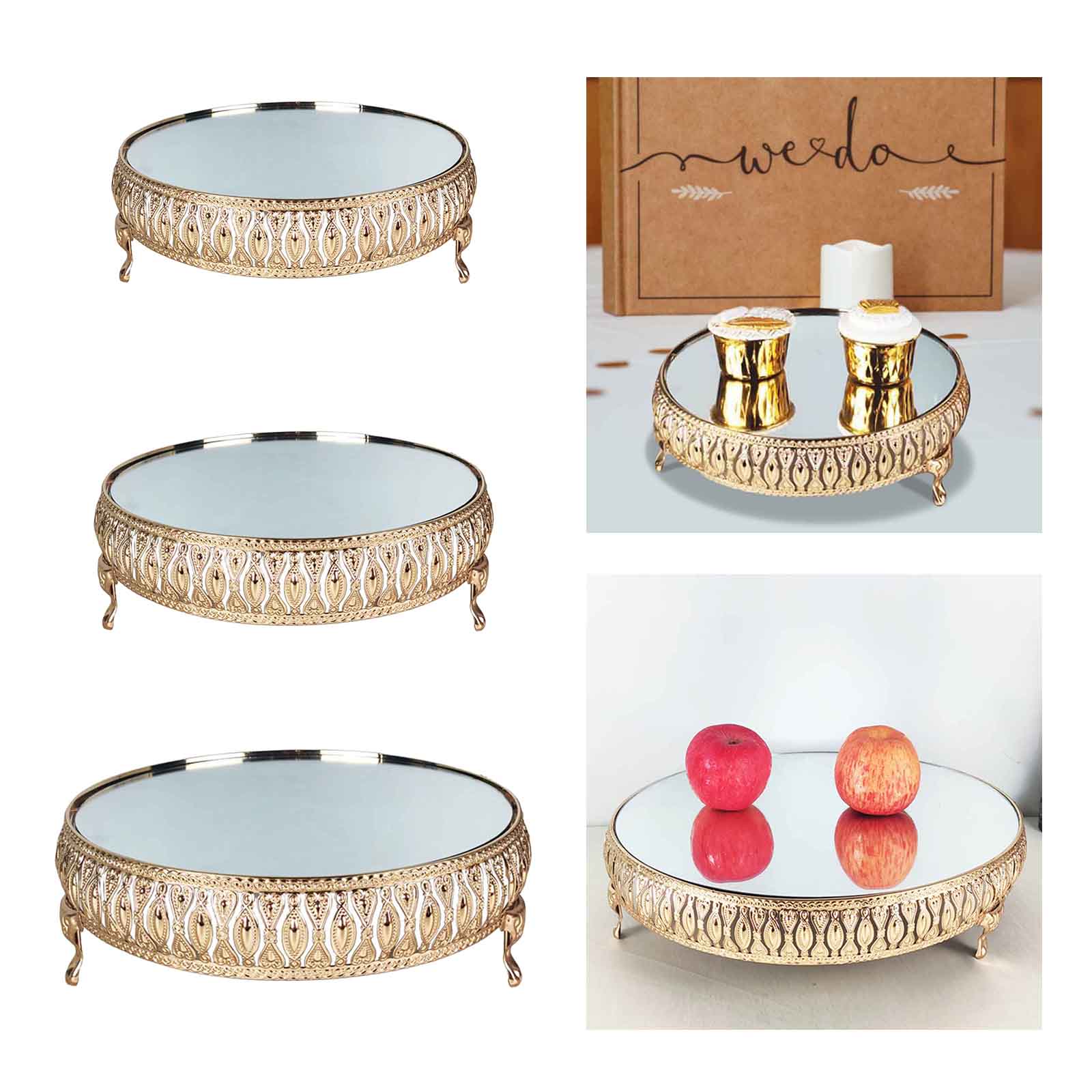 European Cake Stand Mirror Texture Cake Holder for Wedding Home Fruit Snack Brithday
