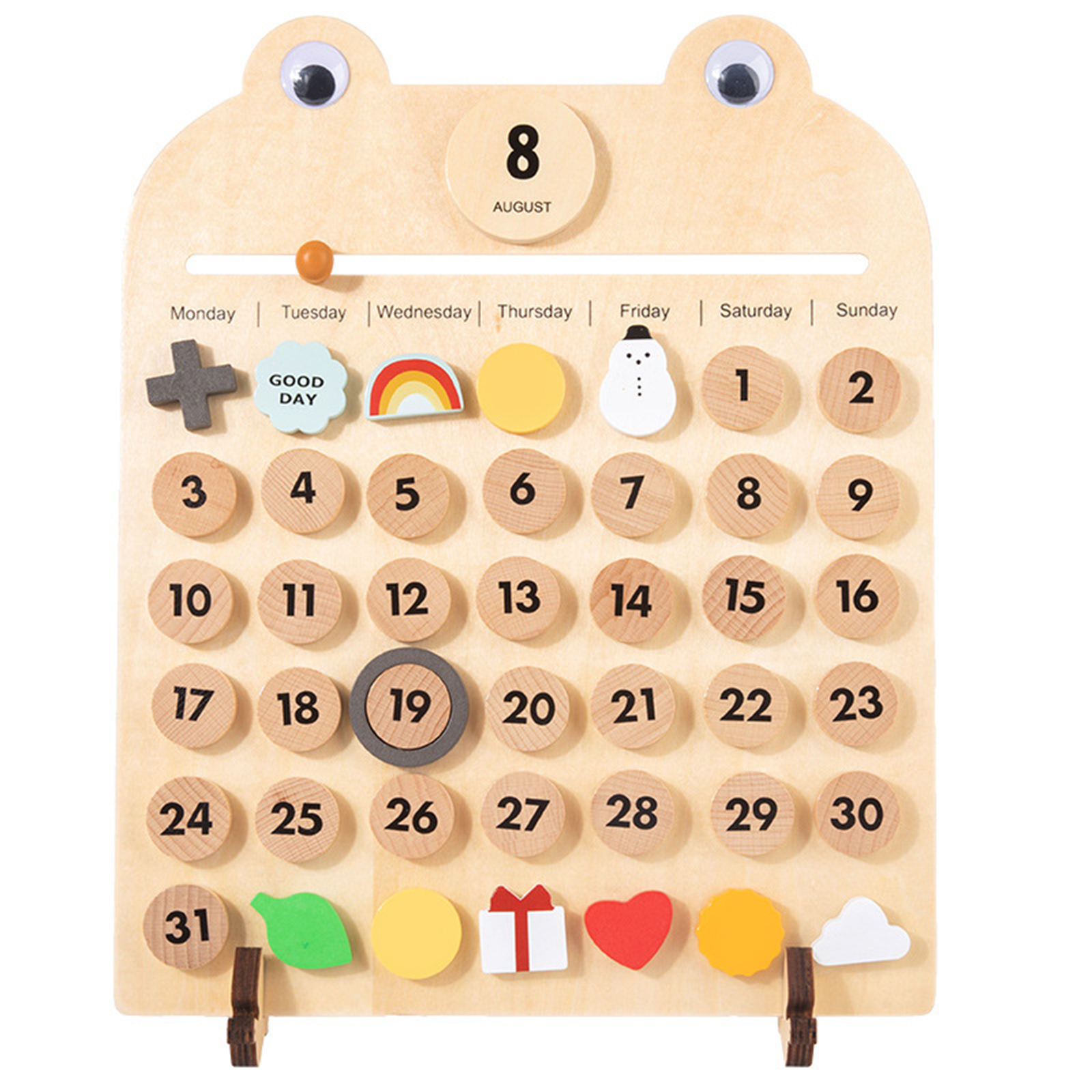 Wooden Desk Calendar,Date Days Weather Montessori Learning Calendar Homeschool for Kid's Preschool Educational Toys