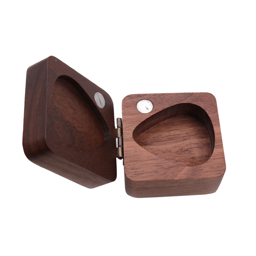 Walnut Guitar Pick Plectrum Box Holder Case for 4pcs Picks Hold Guitar Accessories