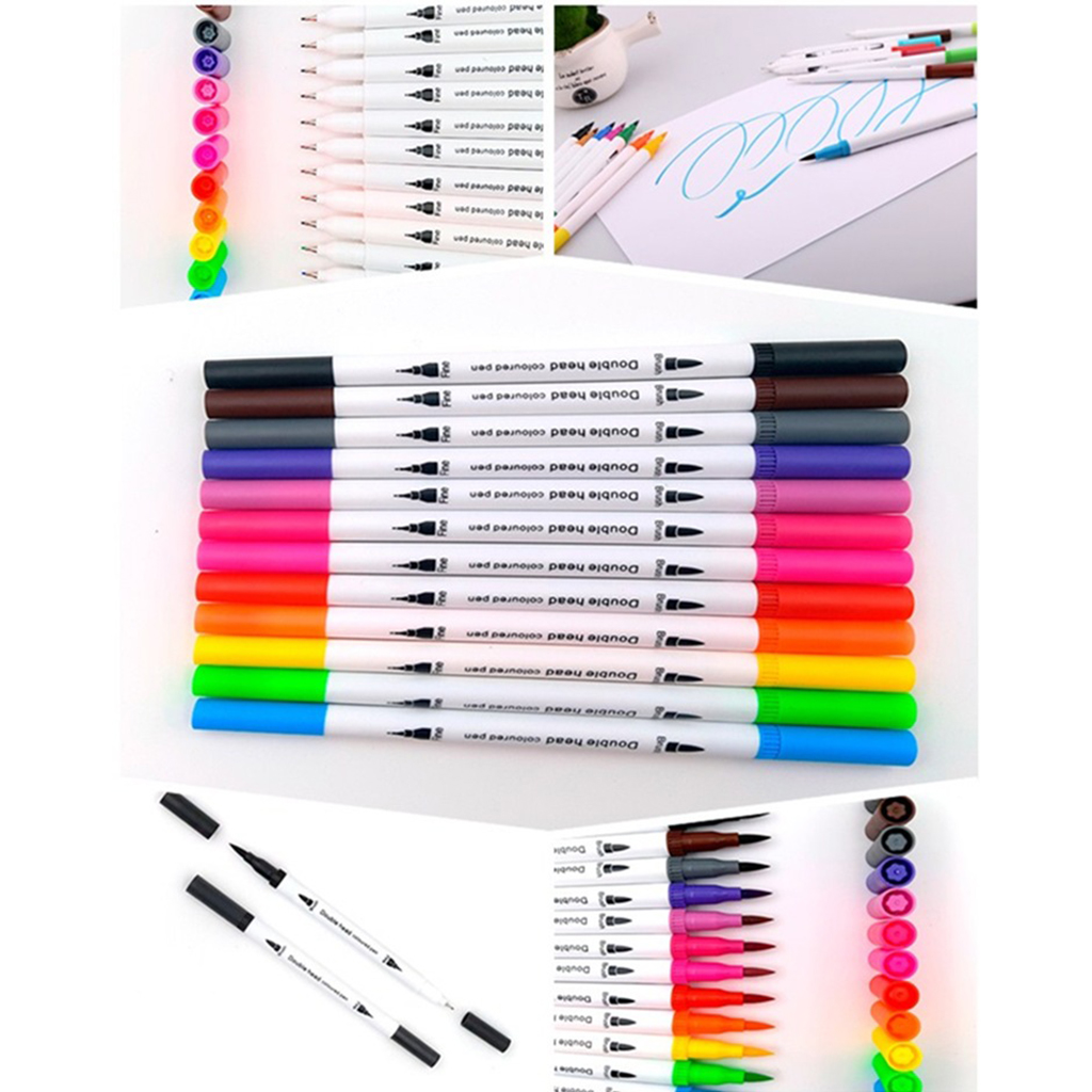 12 Colors Watercolor Dual Tip Brush Pen Kit for Kids Hand Lettering ODORLESS