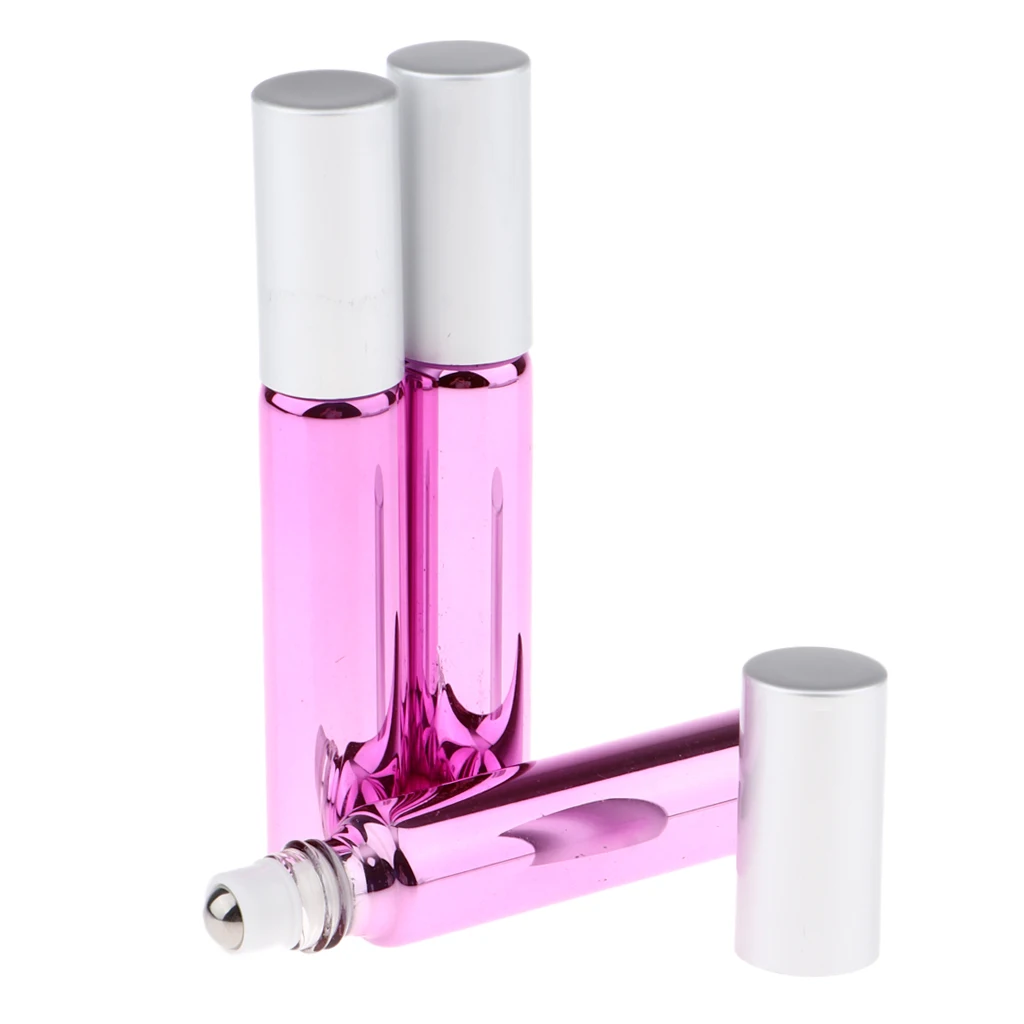 3pcs Roll On Bottle For Essential Oil Perfume Aromatherapy, Roller Ball Vial