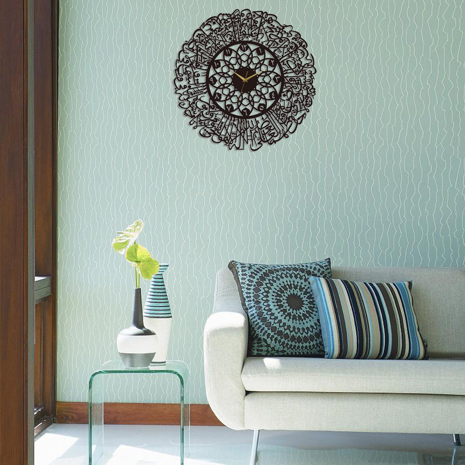 Acrylic Islamic Calligraphy Quartz Silent Wall Clock Pendulum Muslim Kids Room Nursery Bedroom Ramadan Decor