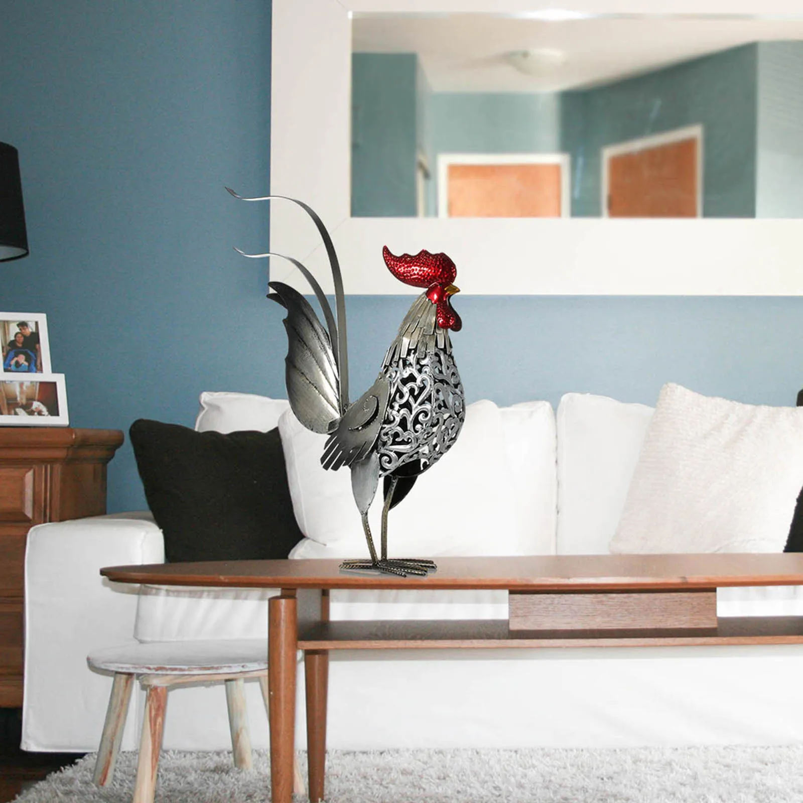 Iron Metal Figurine Rooster Sculpture Carved Iron Rooster Home Furnishing Articles Artwork Home Decoration Gifts