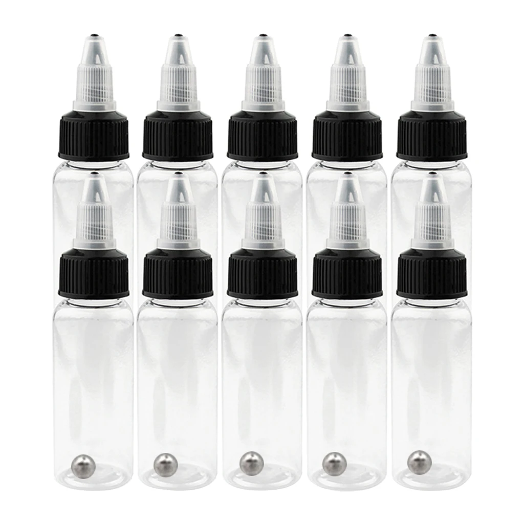 5x 30/50/60/120/250ml Plastic Clear Tattoo Paint Airbrush Ink Bottle Container