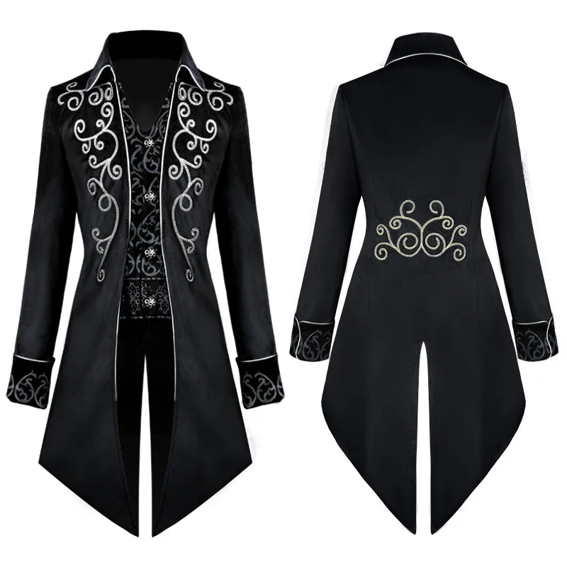 Medieval Men Punk Tailcoat Jacket Christmas Party Cosplay Costume Coats Outwear 