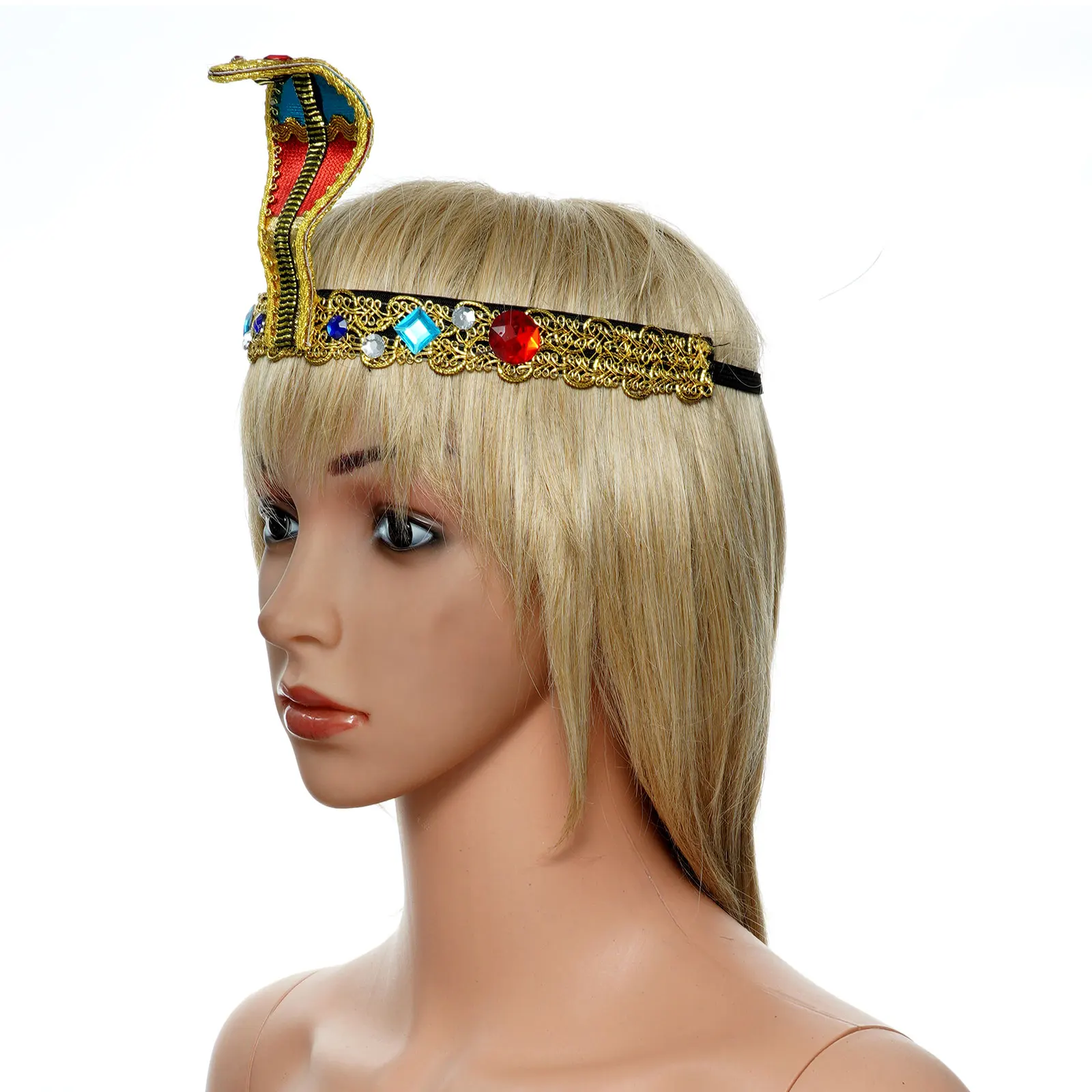 Snake Shape Headdress Halloween Cosplay Costume Jewelry Golden Cleopatra Snake-shaped Headdress Treasure Queen Hair Accessories goddess costume